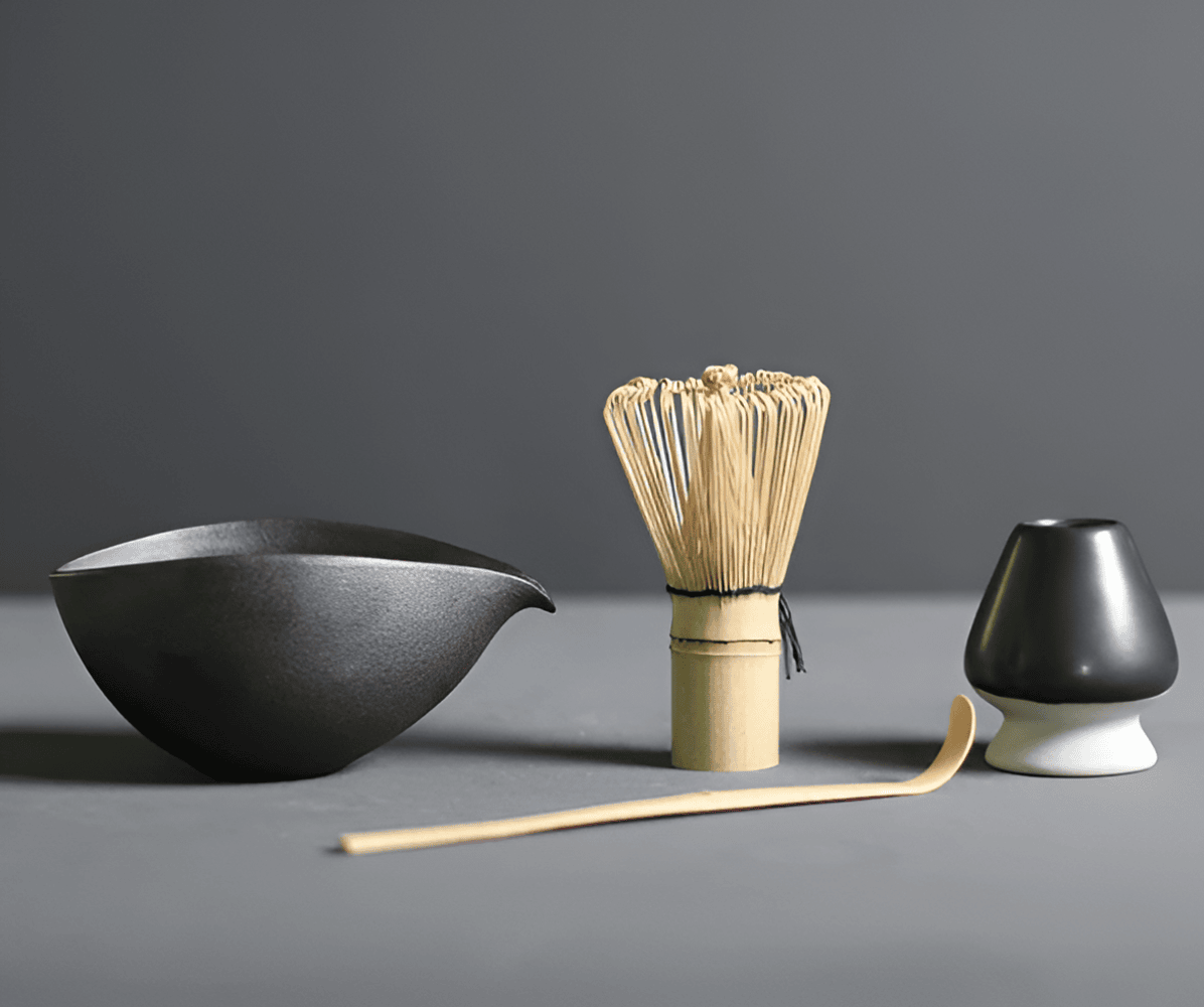 Set Matcha 4 Pièces Céramique Bambou Service à Thé Japonais Bol Fouet Cuillère Support Cadeau Cérémonie du Thé | Restfield