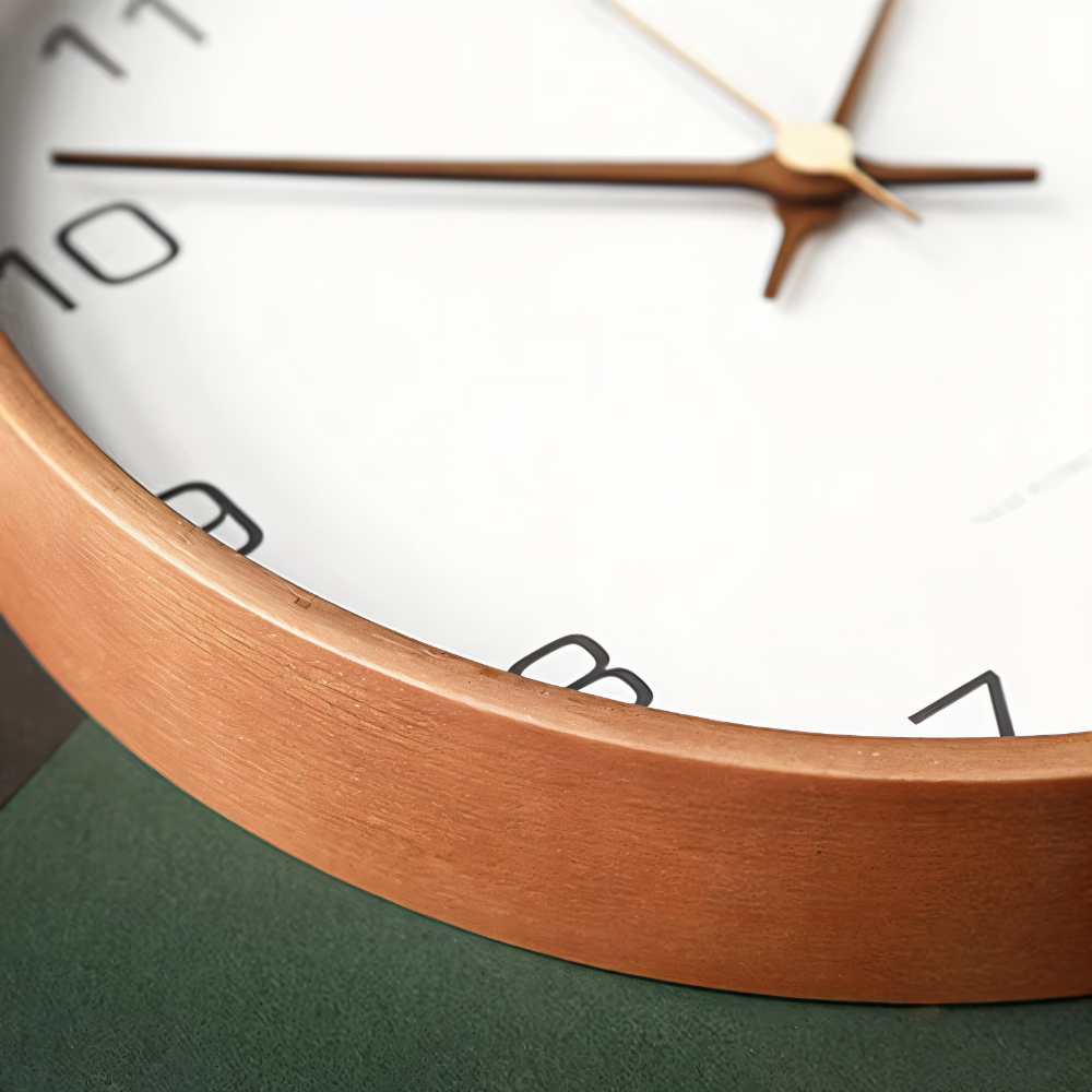 Ronde Wandklok Hout 25cm Grijs Wit Stil Uurwerk Slaapkamer Woonkamer Keuken Kwarts Houten Klok Scandinavisch | Sansoti