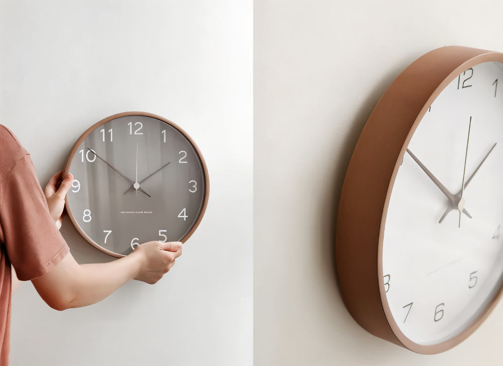 Ronde Wandklok Hout 25cm Grijs Wit Stil Uurwerk Slaapkamer Woonkamer Keuken Kwarts Houten Klok Scandinavisch | Sansoti