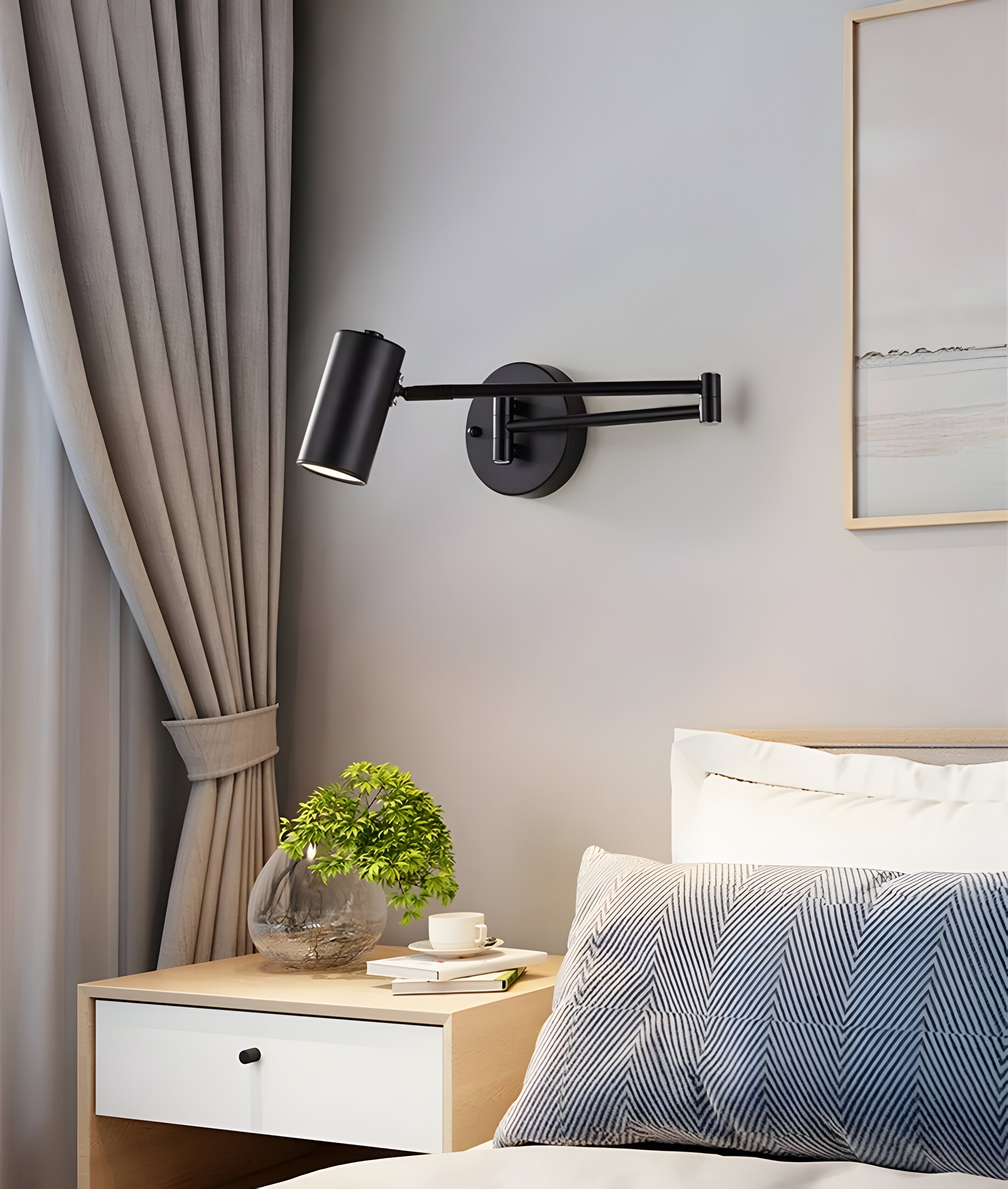 Applique Murale Bras Réglable LED Métal Or Noir Lampe de Lecture Chambre Pivotante Flexible Lampe de Chevet Salon | Restfield