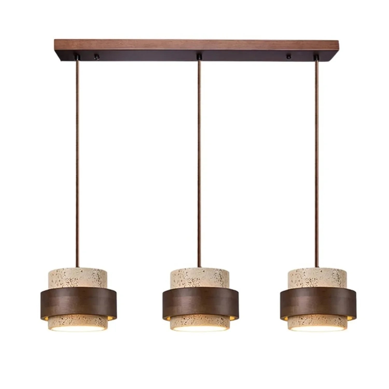 Travertijn Hanglamp Japandi Design | Minimalistische Hanglamp van Natuursteen & Hout - Sansoti