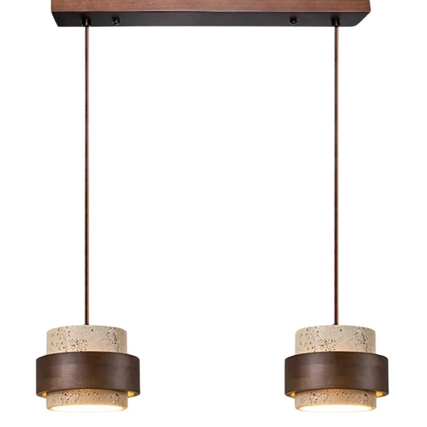 Travertijn Hanglamp Japandi Design | Minimalistische Hanglamp van Natuursteen & Hout - Sansoti