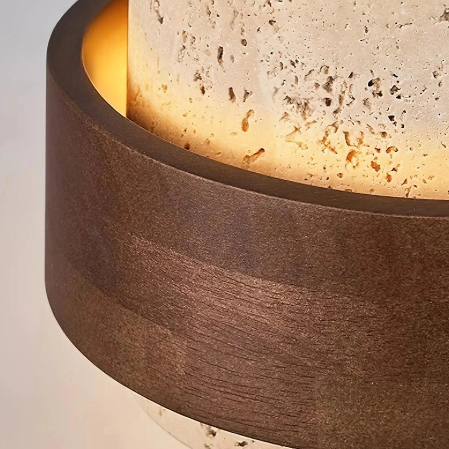 Travertijn Hanglamp Japandi Design | Minimalistische Hanglamp van Natuursteen & Hout - Sansoti