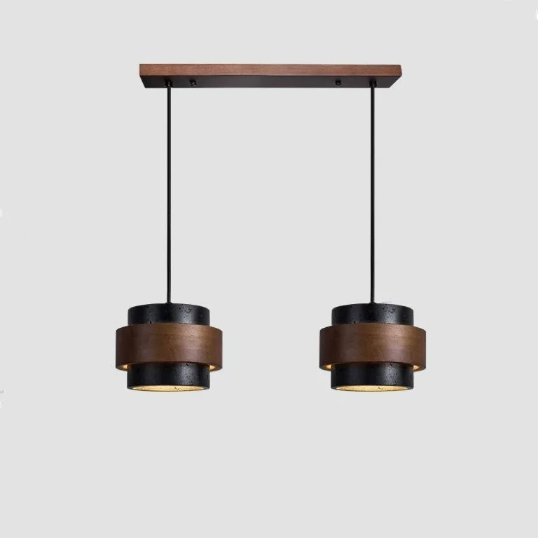 Travertijn Hanglamp Japandi Design | Minimalistische Hanglamp van Natuursteen & Hout - Sansoti