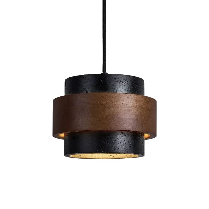 Travertijn Hanglamp Japandi Design | Minimalistische Hanglamp van Natuursteen & Hout - Sansoti
