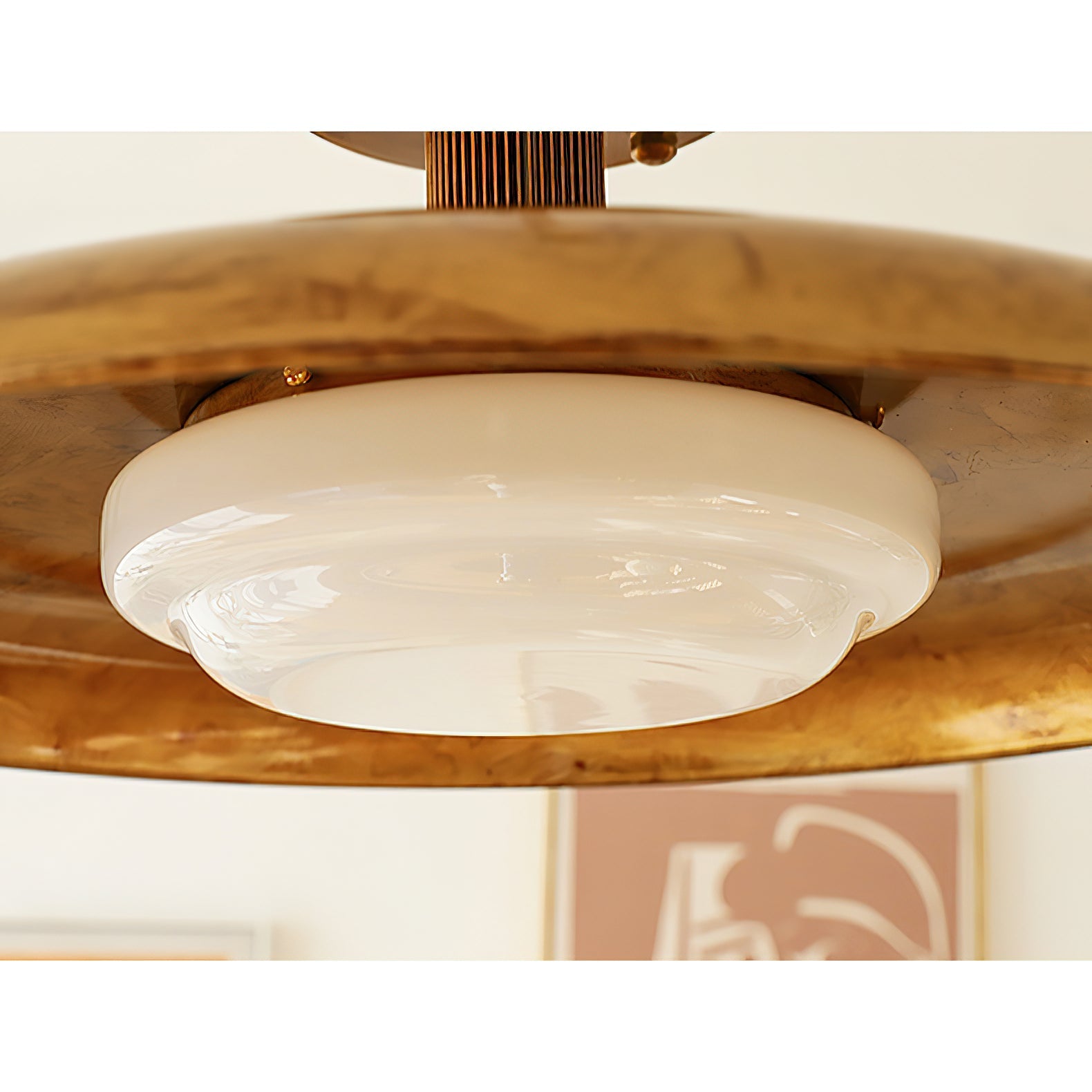 Design Plafondlamp van Glas en Metaal met Geïntegreerde LED – Moderne Ronde Plafondverlichting in Goud, Wit of Nikkel 50 cm | Sansoti