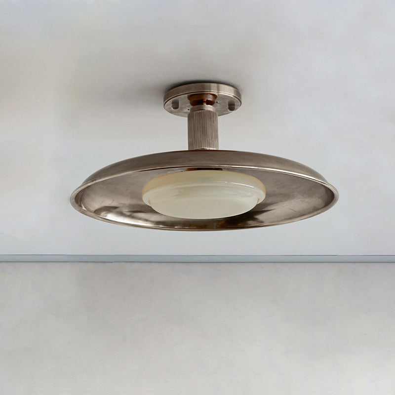 Design Plafondlamp van Glas en Metaal met Geïntegreerde LED – Moderne Ronde Plafondverlichting in Goud, Wit of Nikkel 50 cm | Sansoti