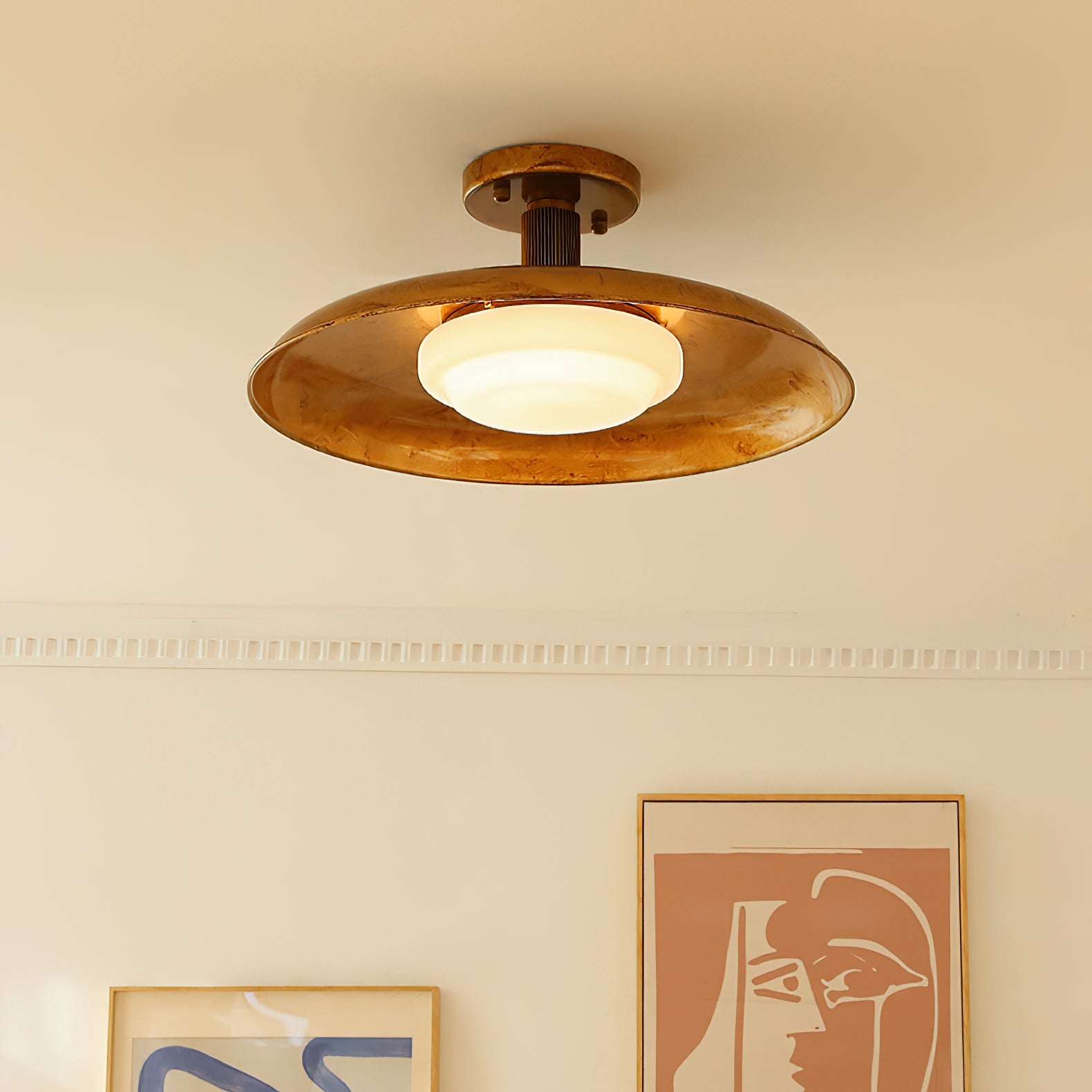 Design Plafondlamp van Glas en Metaal met Geïntegreerde LED – Moderne Ronde Plafondverlichting in Goud, Wit of Nikkel 50 cm | Sansoti
