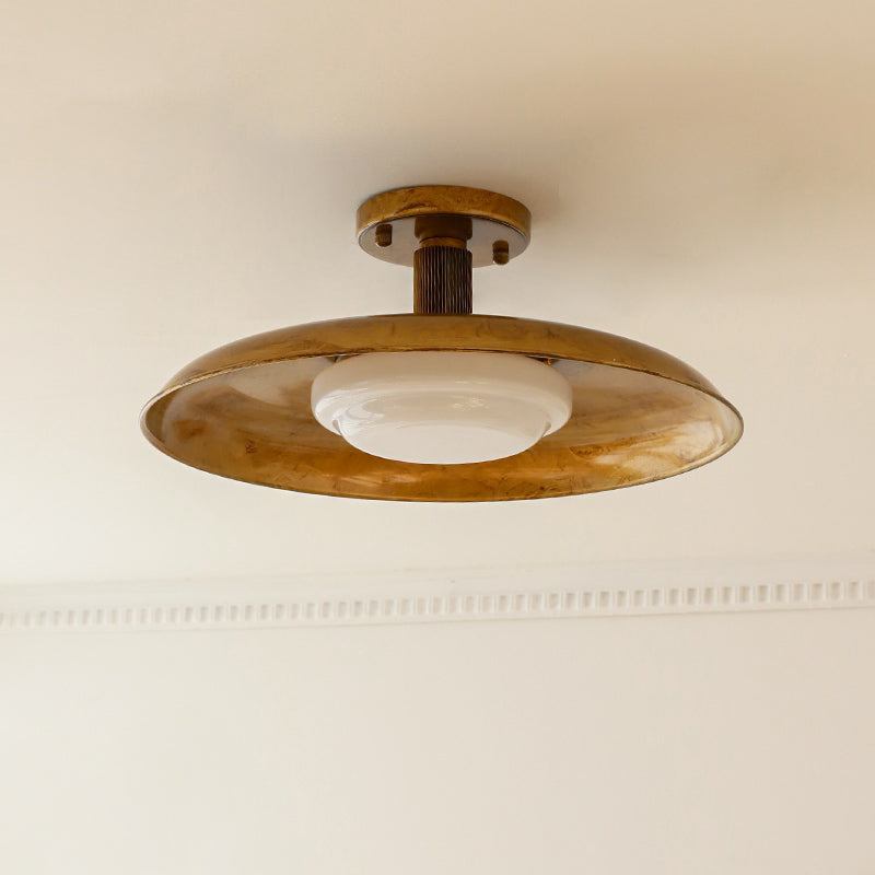 Design Plafondlamp van Glas en Metaal met Geïntegreerde LED – Moderne Ronde Plafondverlichting in Goud, Wit of Nikkel 50 cm | Sansoti
