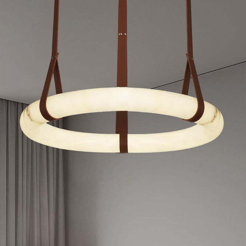Hanglamp Alabaster Ring LED Donkerbruin Bruin Goud Woonkamer Eetkamer 3000K 4000K 6000K Ø30 Ø120cm Natuursteen Pendellamp | Sansoti