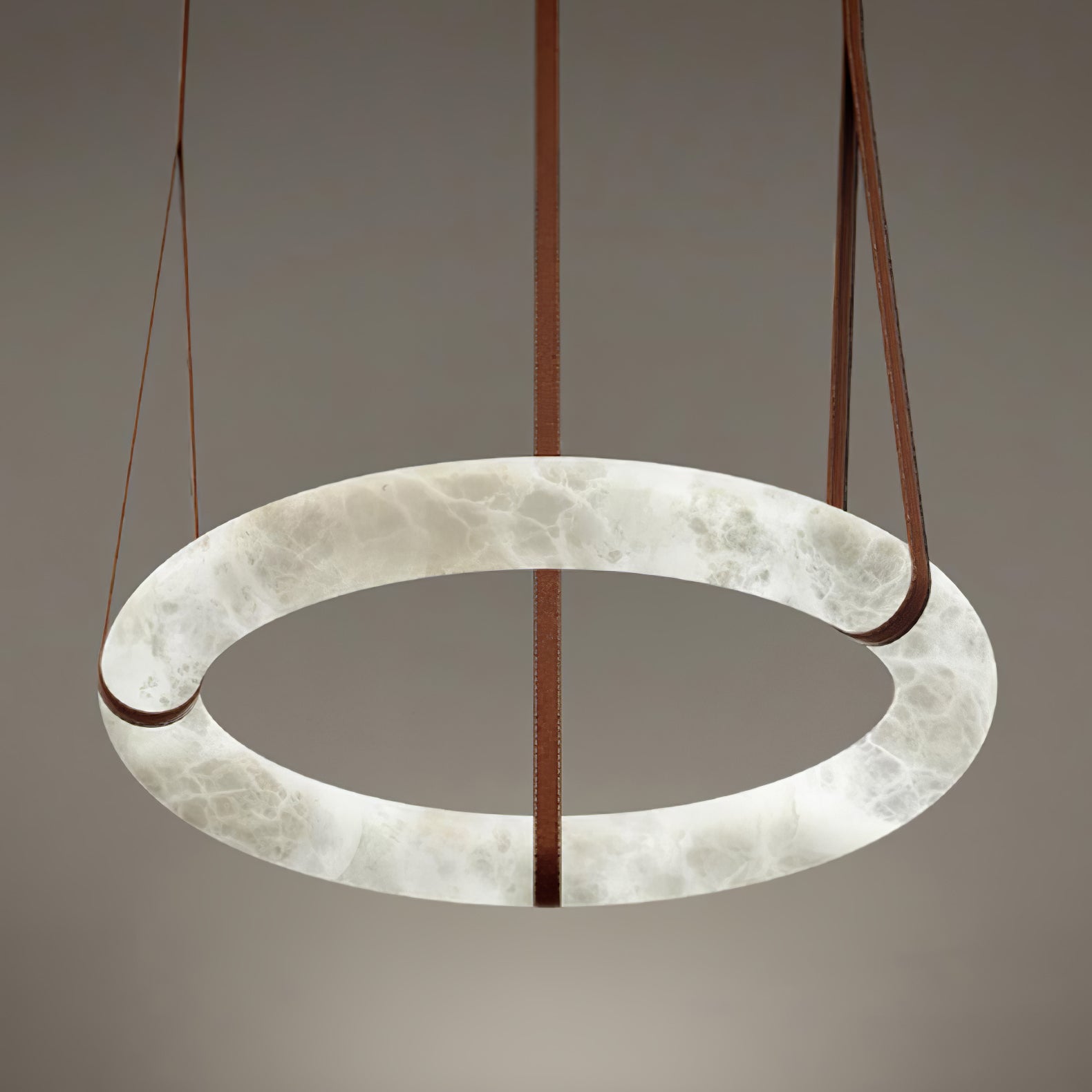 Hanglamp Alabaster Ring LED Donkerbruin Bruin Goud Woonkamer Eetkamer 3000K 4000K 6000K Ø30 Ø120cm Natuursteen Pendellamp | Sansoti