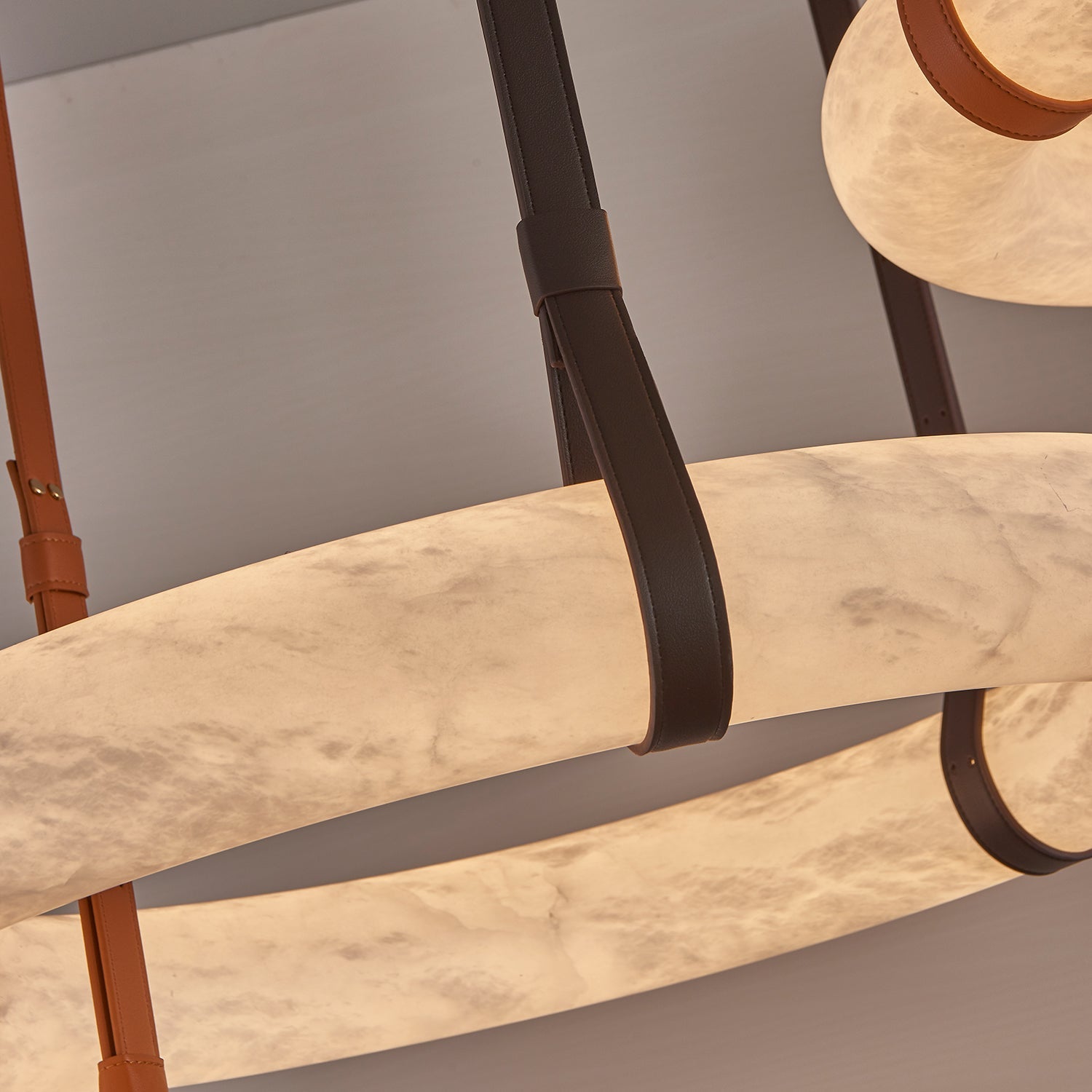 Hanglamp Alabaster Ring LED Donkerbruin Bruin Goud Woonkamer Eetkamer 3000K 4000K 6000K Ø30 Ø120cm Natuursteen Pendellamp | Sansoti