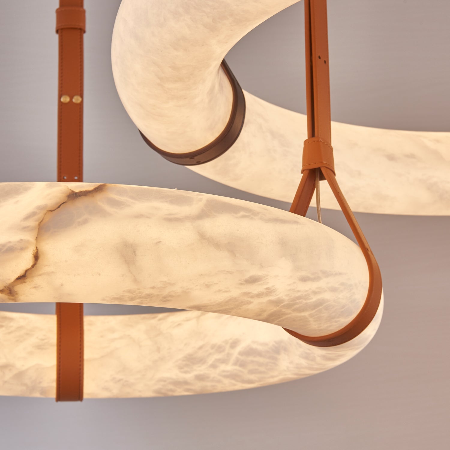 Hanglamp Alabaster Ring LED Donkerbruin Bruin Goud Woonkamer Eetkamer 3000K 4000K 6000K Ø30 Ø120cm Natuursteen Pendellamp | Sansoti