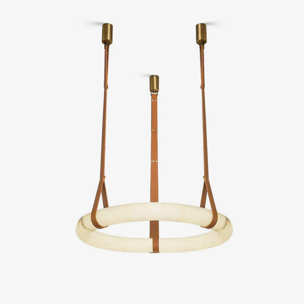 Hanglamp Alabaster Ring LED Donkerbruin Bruin Goud Woonkamer Eetkamer 3000K 4000K 6000K Ø30 Ø120cm Natuursteen Pendellamp | Sansoti