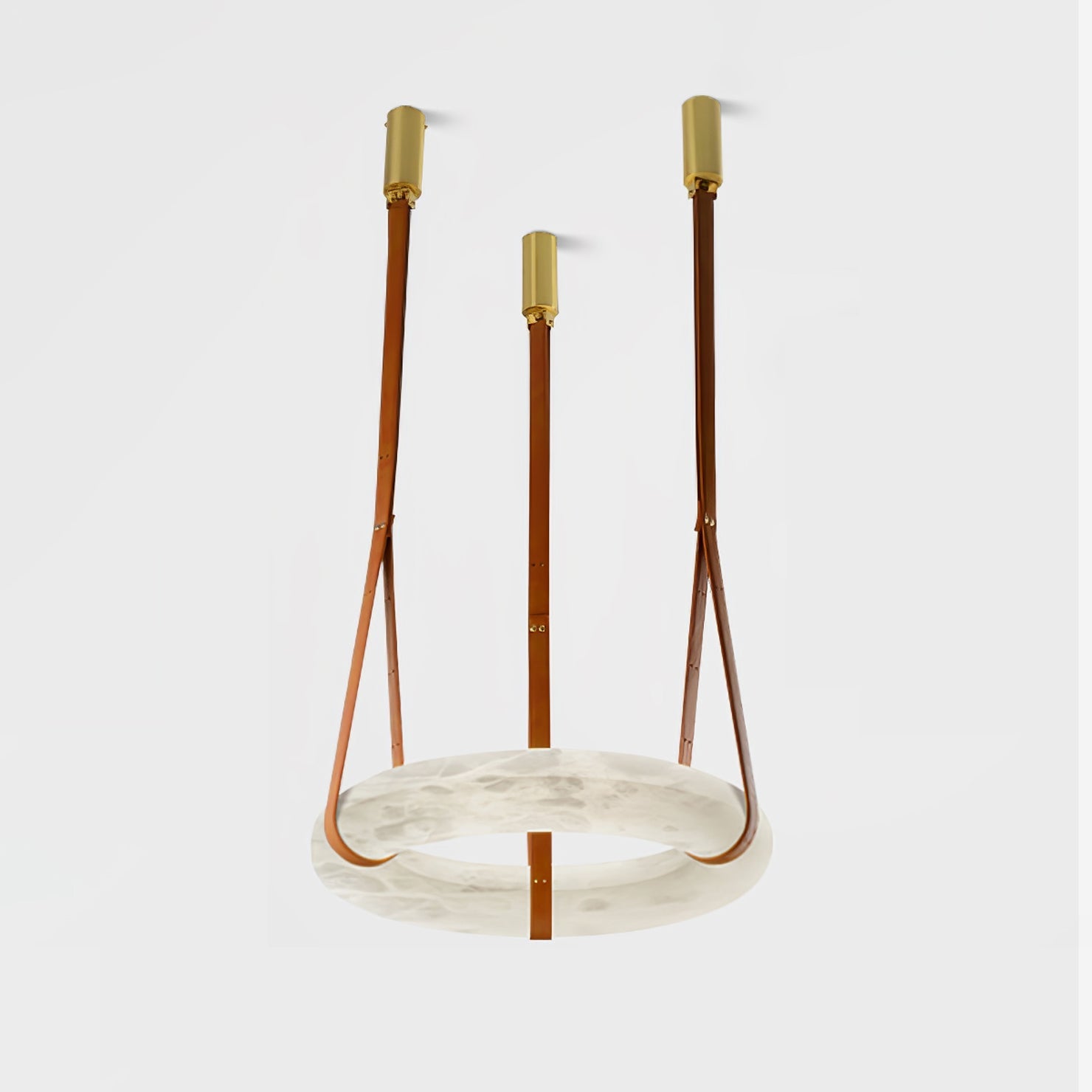 Hanglamp Alabaster Ring LED Donkerbruin Bruin Goud Woonkamer Eetkamer 3000K 4000K 6000K Ø30 Ø120cm Natuursteen Pendellamp | Sansoti
