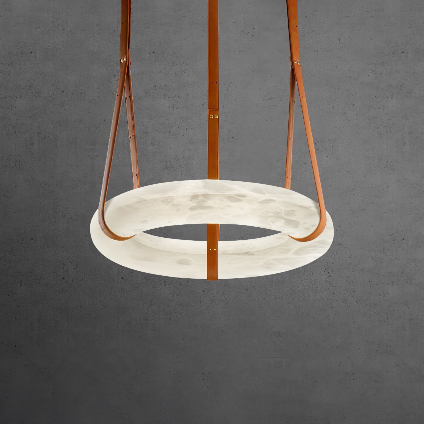 Hanglamp Alabaster Ring LED Donkerbruin Bruin Goud Woonkamer Eetkamer 3000K 4000K 6000K Ø30 Ø120cm Natuursteen Pendellamp | Sansoti