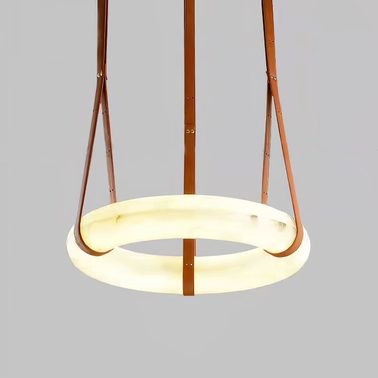 Hanglamp Alabaster Ring LED Donkerbruin Bruin Goud Woonkamer Eetkamer 3000K 4000K 6000K Ø30 Ø120cm Natuursteen Pendellamp | Sansoti