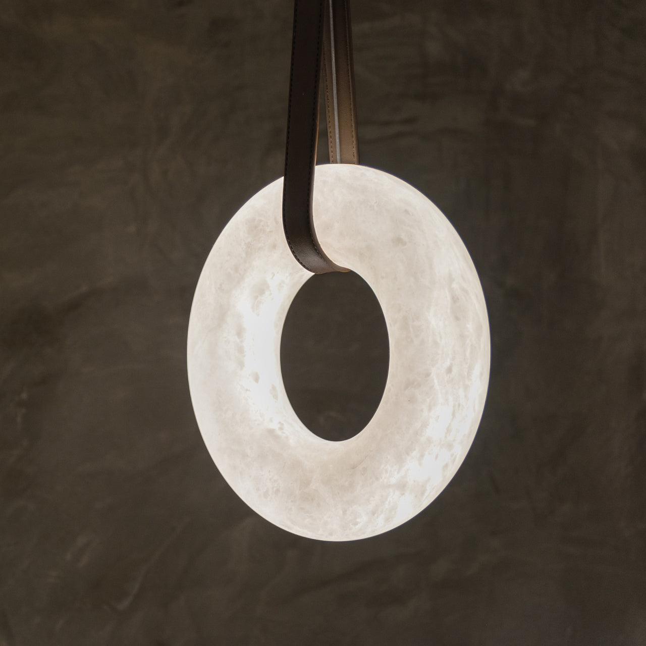 Hanglamp Alabaster Ring LED Donkerbruin Bruin Goud Woonkamer Eetkamer 3000K 4000K 6000K Ø30 Ø120cm Natuursteen Pendellamp | Sansoti