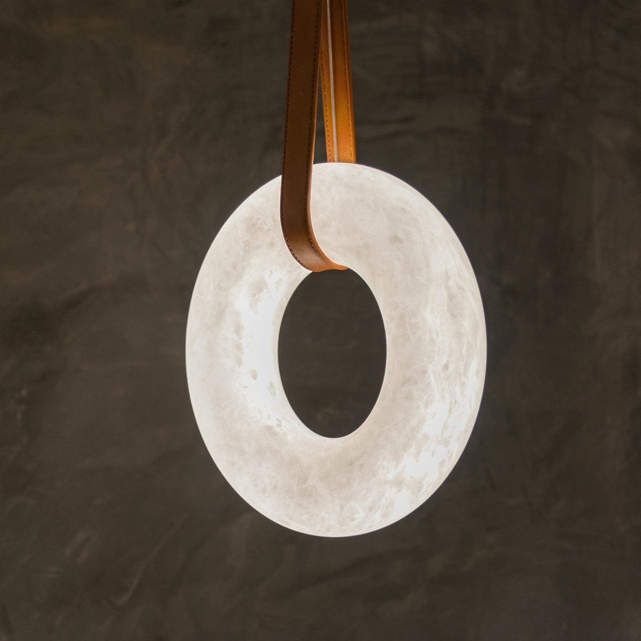 Hanglamp Alabaster Ring LED Donkerbruin Bruin Goud Woonkamer Eetkamer 3000K 4000K 6000K Ø30 Ø120cm Natuursteen Pendellamp | Sansoti