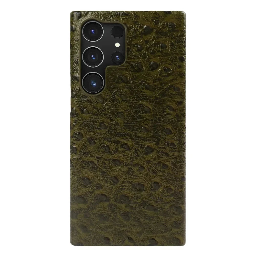 Telefoonhoesje Echt Struisvogeleer Samsung Galaxy met Schokabsorptie Vingerafdrukwerend Luxe Bescherming | Sansoti