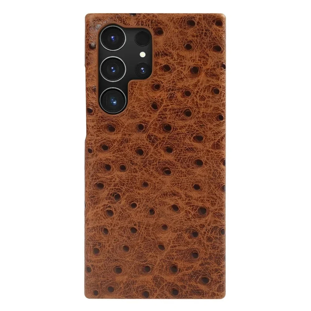 Telefoonhoesje Echt Struisvogeleer Samsung Galaxy met Schokabsorptie Vingerafdrukwerend Luxe Bescherming | Sansoti