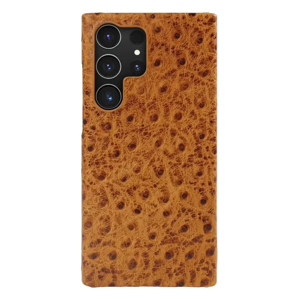 Telefoonhoesje Echt Struisvogeleer Samsung Galaxy met Schokabsorptie Vingerafdrukwerend Luxe Bescherming | Sansoti