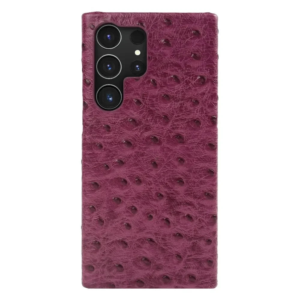 Telefoonhoesje Echt Struisvogeleer Samsung Galaxy met Schokabsorptie Vingerafdrukwerend Luxe Bescherming | Sansoti