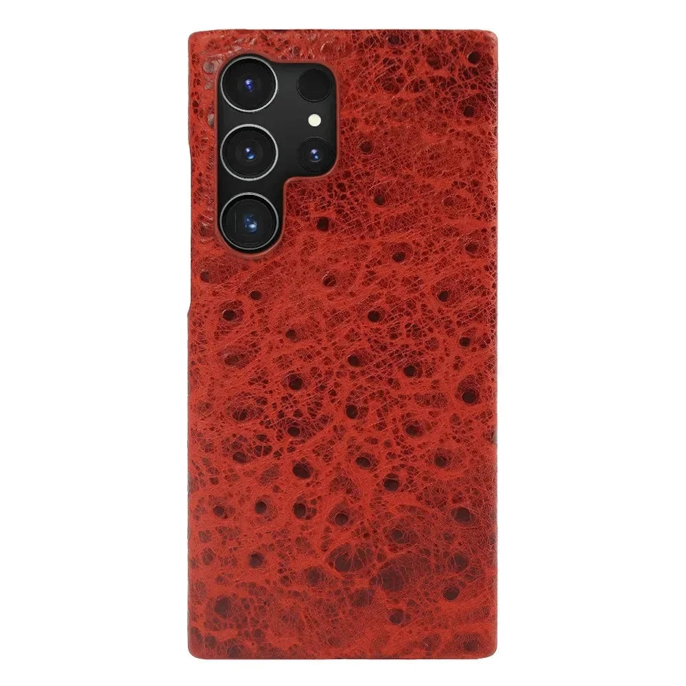 Telefoonhoesje Echt Struisvogeleer Samsung Galaxy met Schokabsorptie Vingerafdrukwerend Luxe Bescherming | Sansoti