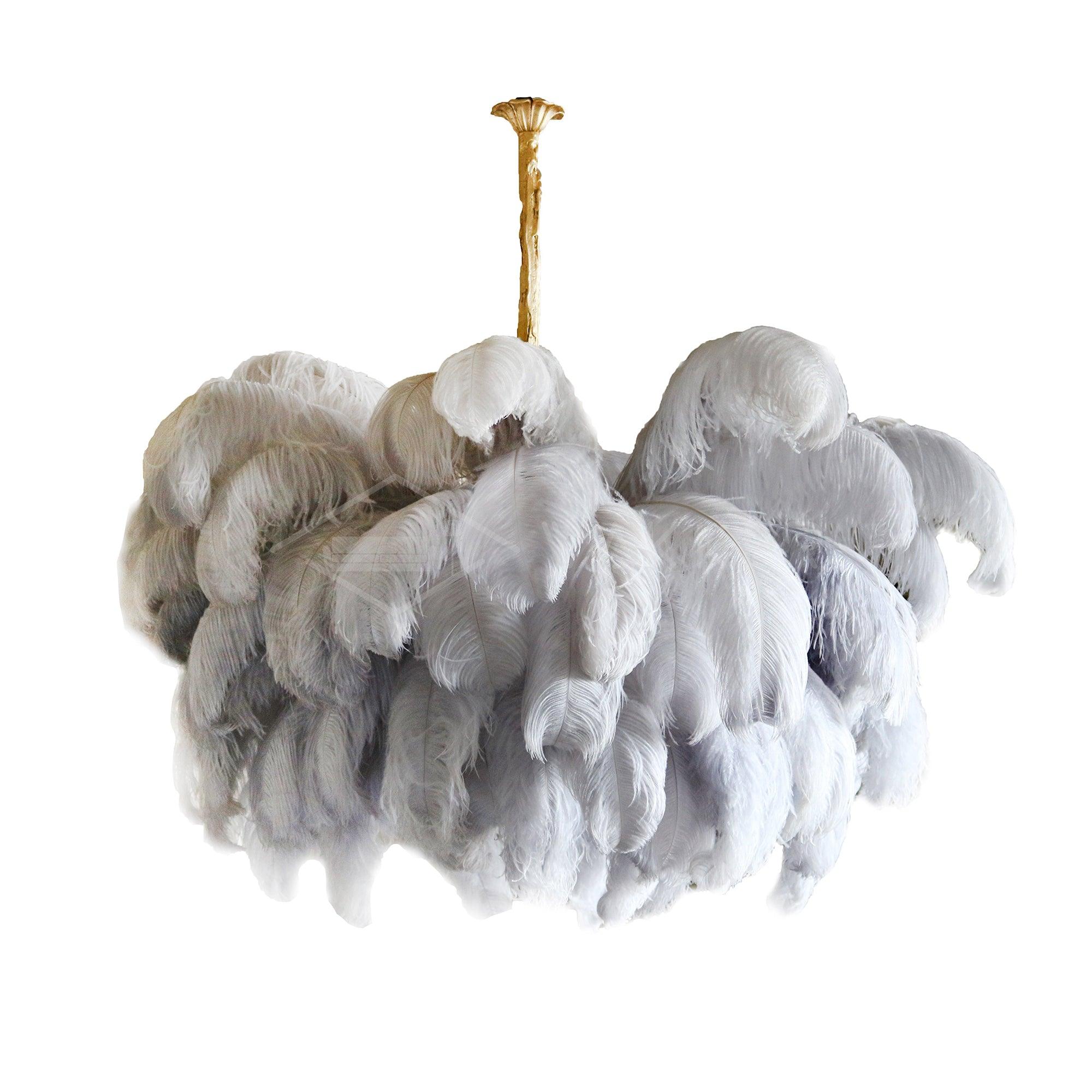 Veren Kroonluchter 56 Handgekleurde Pluimen Messing Fitting Goud Zilver Hollywood Glamour Statement Verlichting | Sansoti