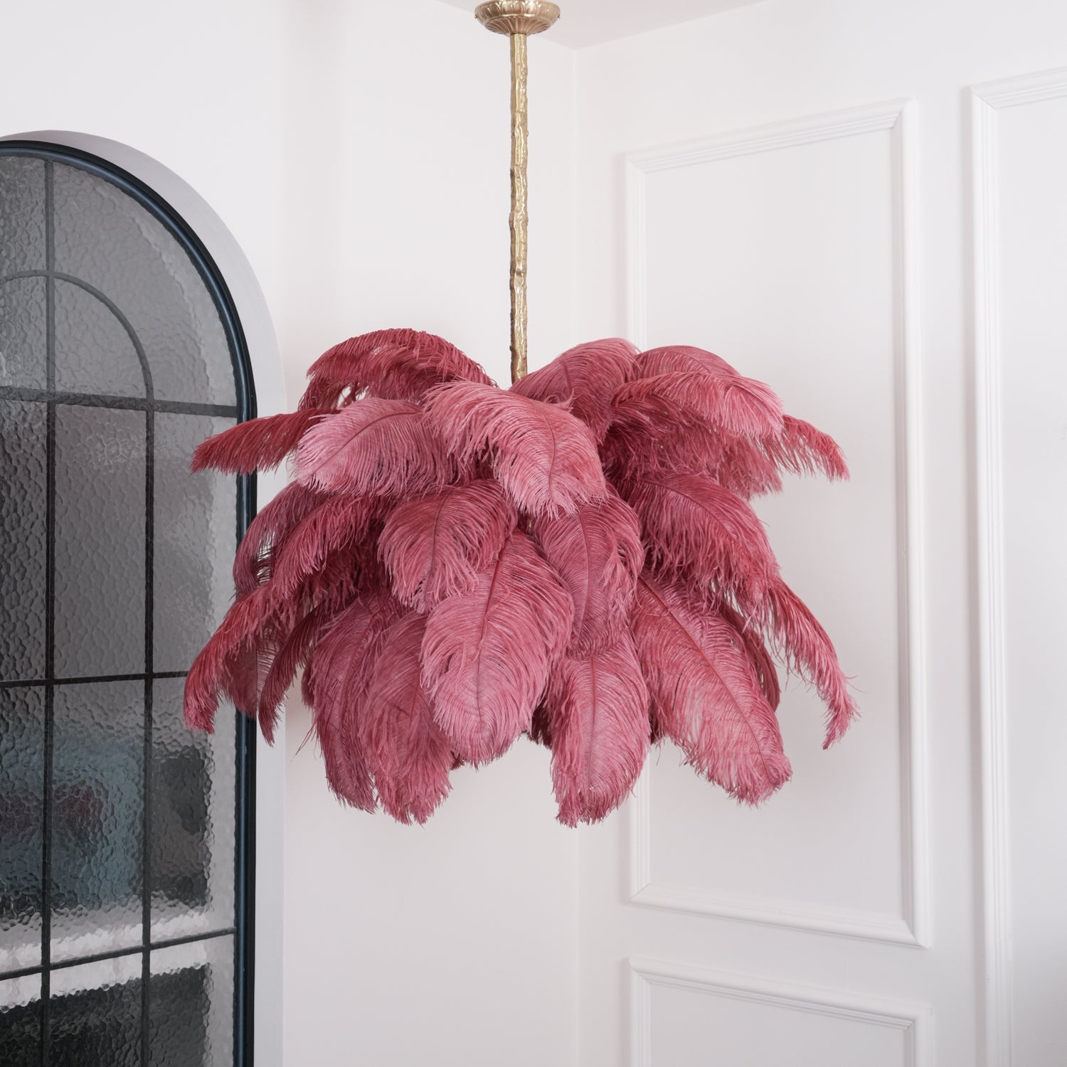 Veren Kroonluchter 56 Handgekleurde Pluimen Messing Fitting Goud Zilver Hollywood Glamour Statement Verlichting | Sansoti