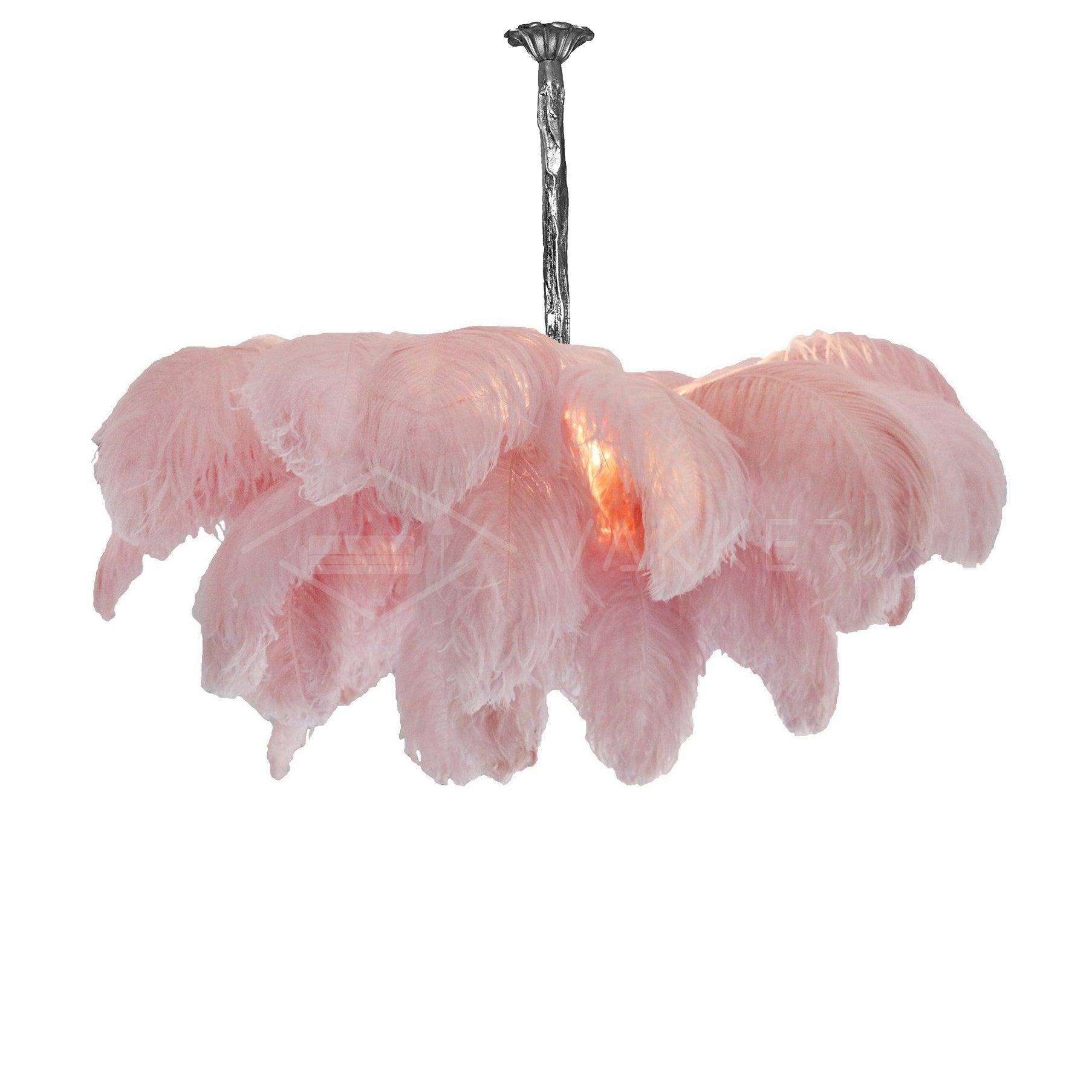 Veren Kroonluchter 56 Handgekleurde Pluimen Messing Fitting Goud Zilver Hollywood Glamour Statement Verlichting | Sansoti