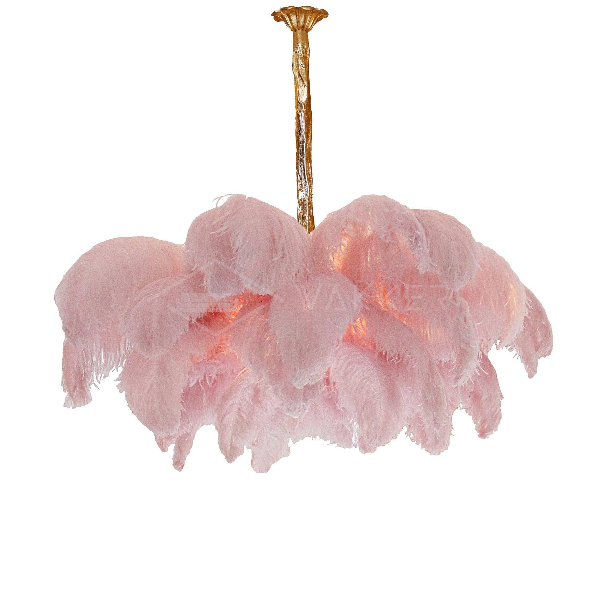 Veren Kroonluchter 56 Handgekleurde Pluimen Messing Fitting Goud Zilver Hollywood Glamour Statement Verlichting | Sansoti