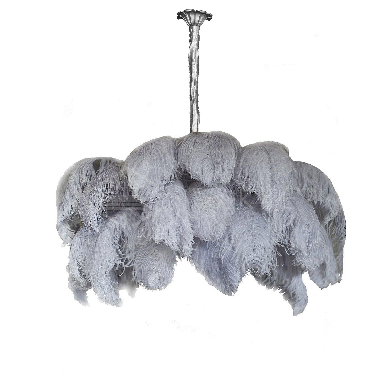 Veren Kroonluchter 56 Handgekleurde Pluimen Messing Fitting Goud Zilver Hollywood Glamour Statement Verlichting | Sansoti
