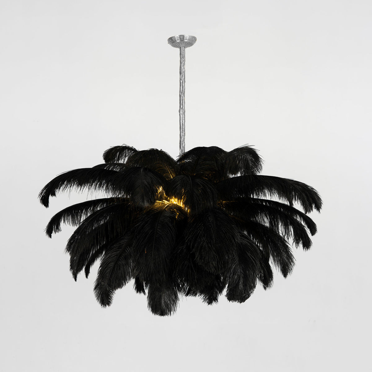 Veren Kroonluchter 56 Handgekleurde Pluimen Messing Fitting Goud Zilver Hollywood Glamour Statement Verlichting | Sansoti