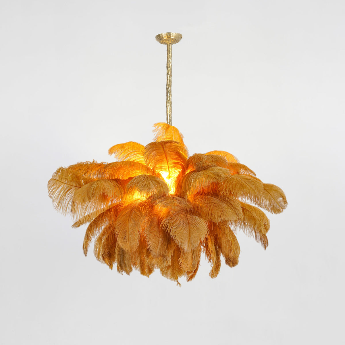 Veren Kroonluchter 56 Handgekleurde Pluimen Messing Fitting Goud Zilver Hollywood Glamour Statement Verlichting | Sansoti