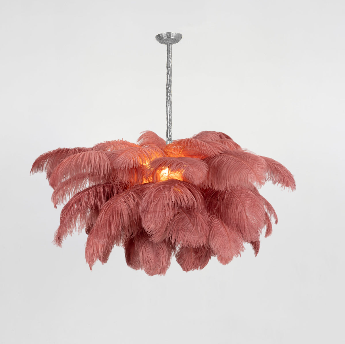 Veren Kroonluchter 56 Handgekleurde Pluimen Messing Fitting Goud Zilver Hollywood Glamour Statement Verlichting | Sansoti