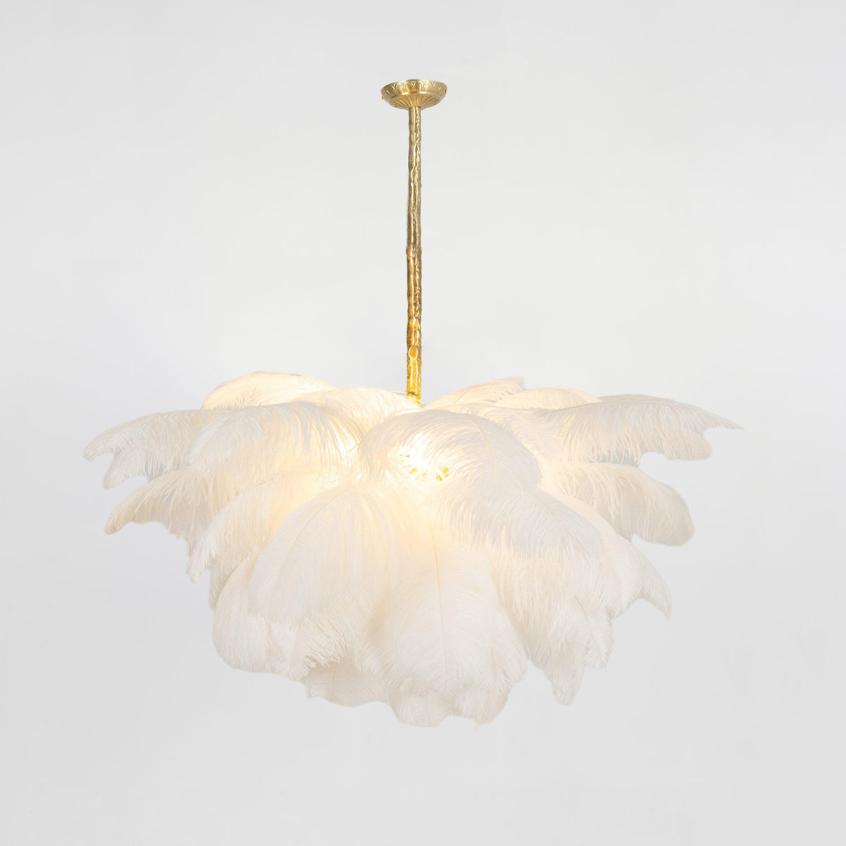 Veren Kroonluchter 56 Handgekleurde Pluimen Messing Fitting Goud Zilver Hollywood Glamour Statement Verlichting | Sansoti