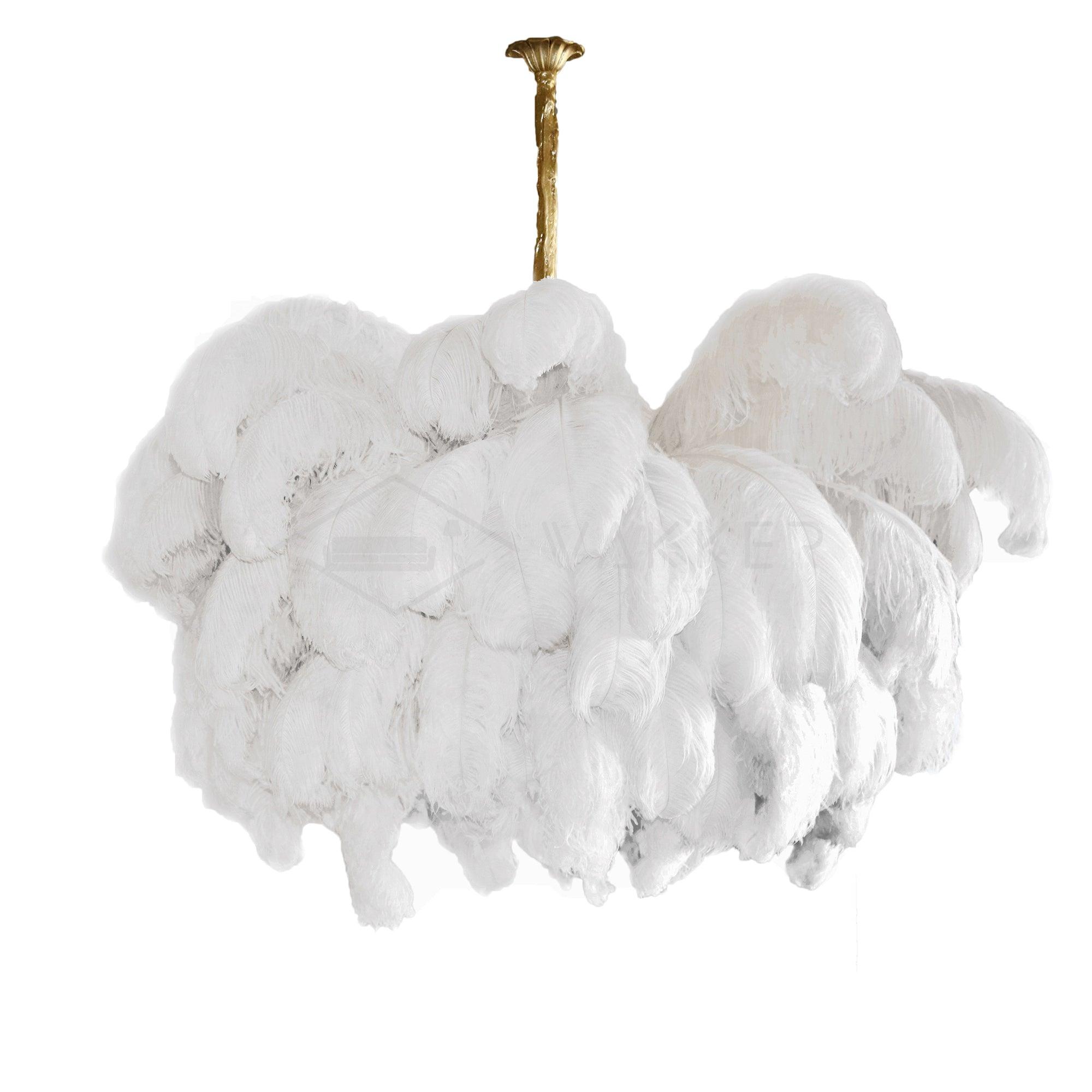 Veren Kroonluchter 56 Handgekleurde Pluimen Messing Fitting Goud Zilver Hollywood Glamour Statement Verlichting | Sansoti