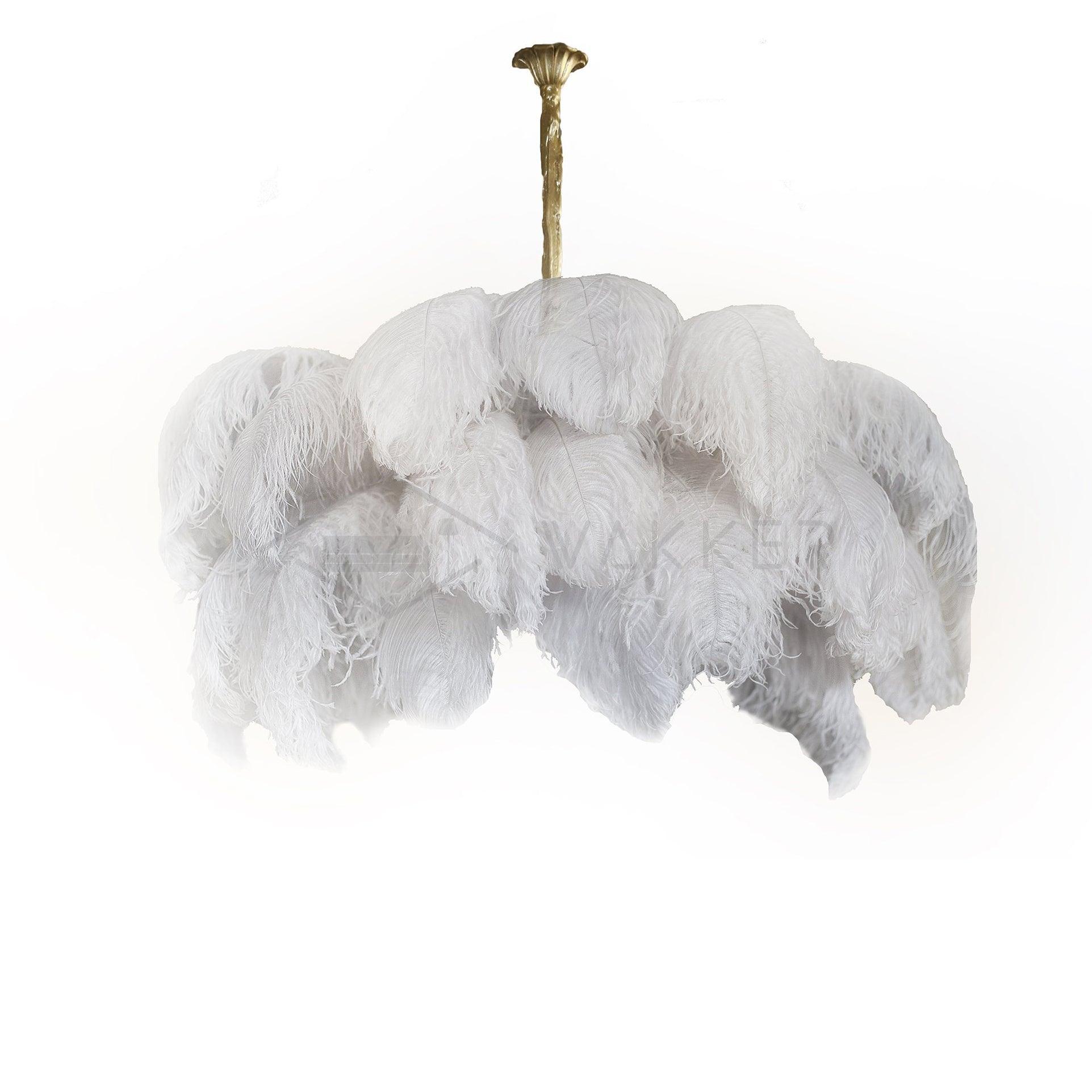 Veren Kroonluchter 56 Handgekleurde Pluimen Messing Fitting Goud Zilver Hollywood Glamour Statement Verlichting | Sansoti