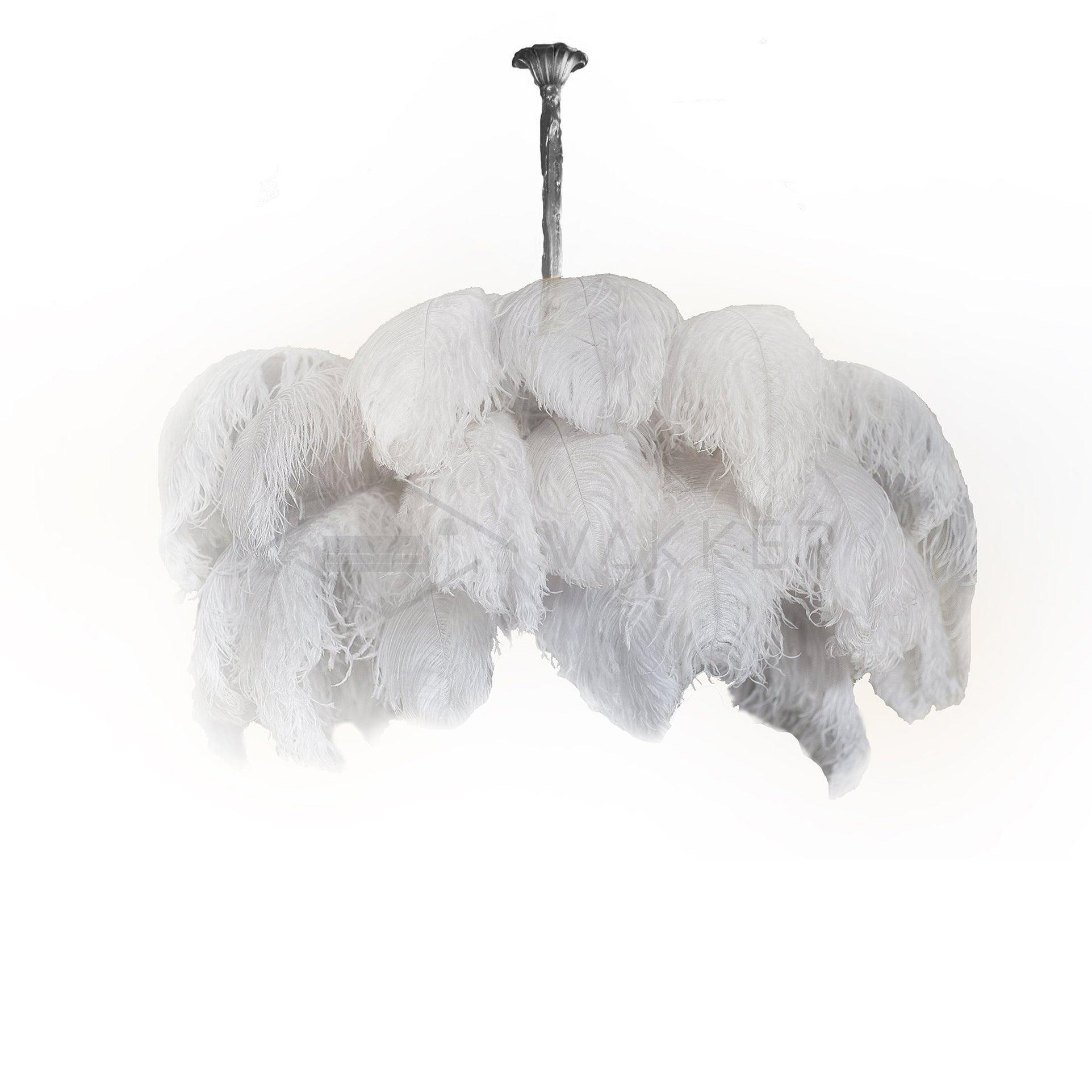 Veren Kroonluchter 56 Handgekleurde Pluimen Messing Fitting Goud Zilver Hollywood Glamour Statement Verlichting | Sansoti