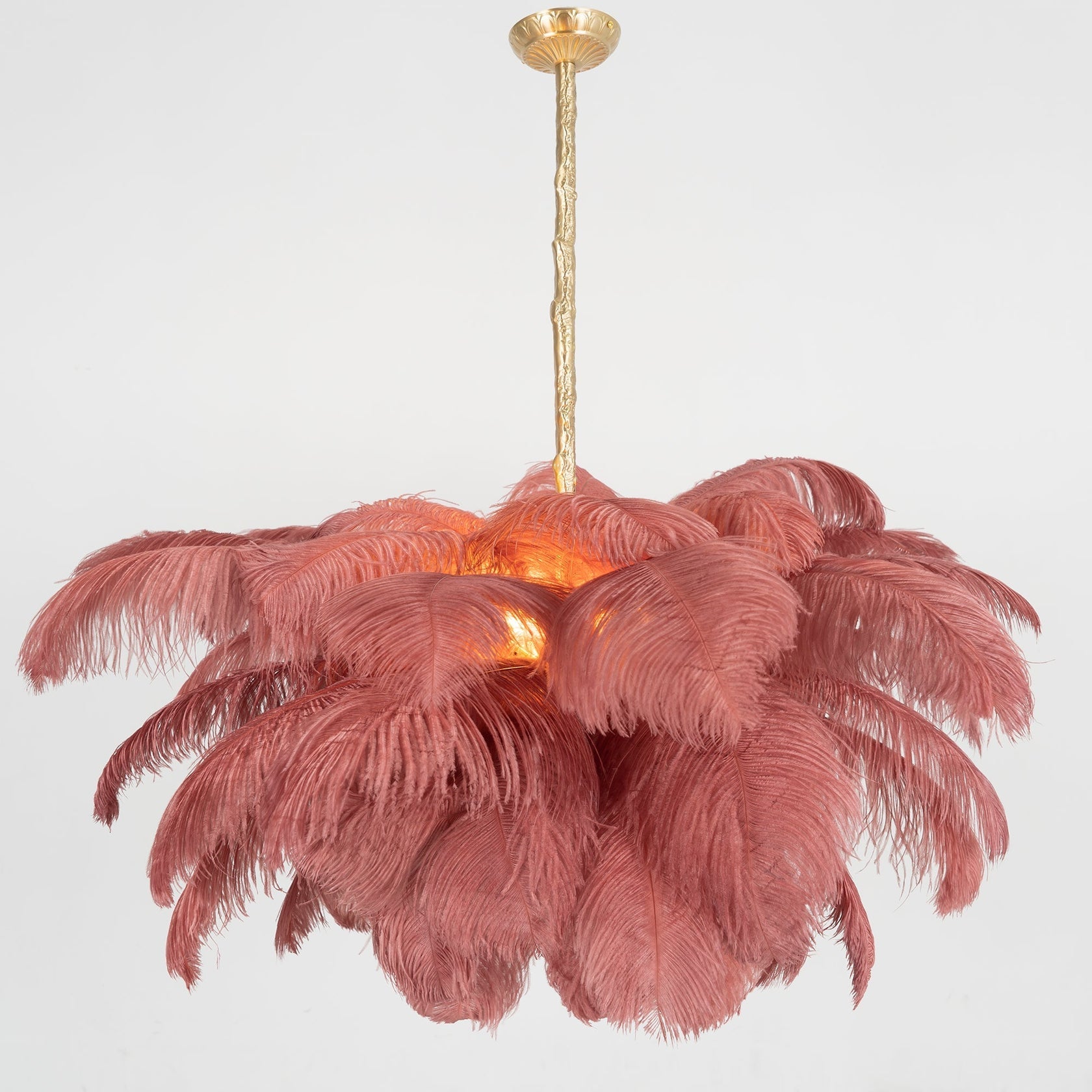 Veren Kroonluchter 56 Handgekleurde Pluimen Messing Fitting Goud Zilver Hollywood Glamour Statement Verlichting | Sansoti