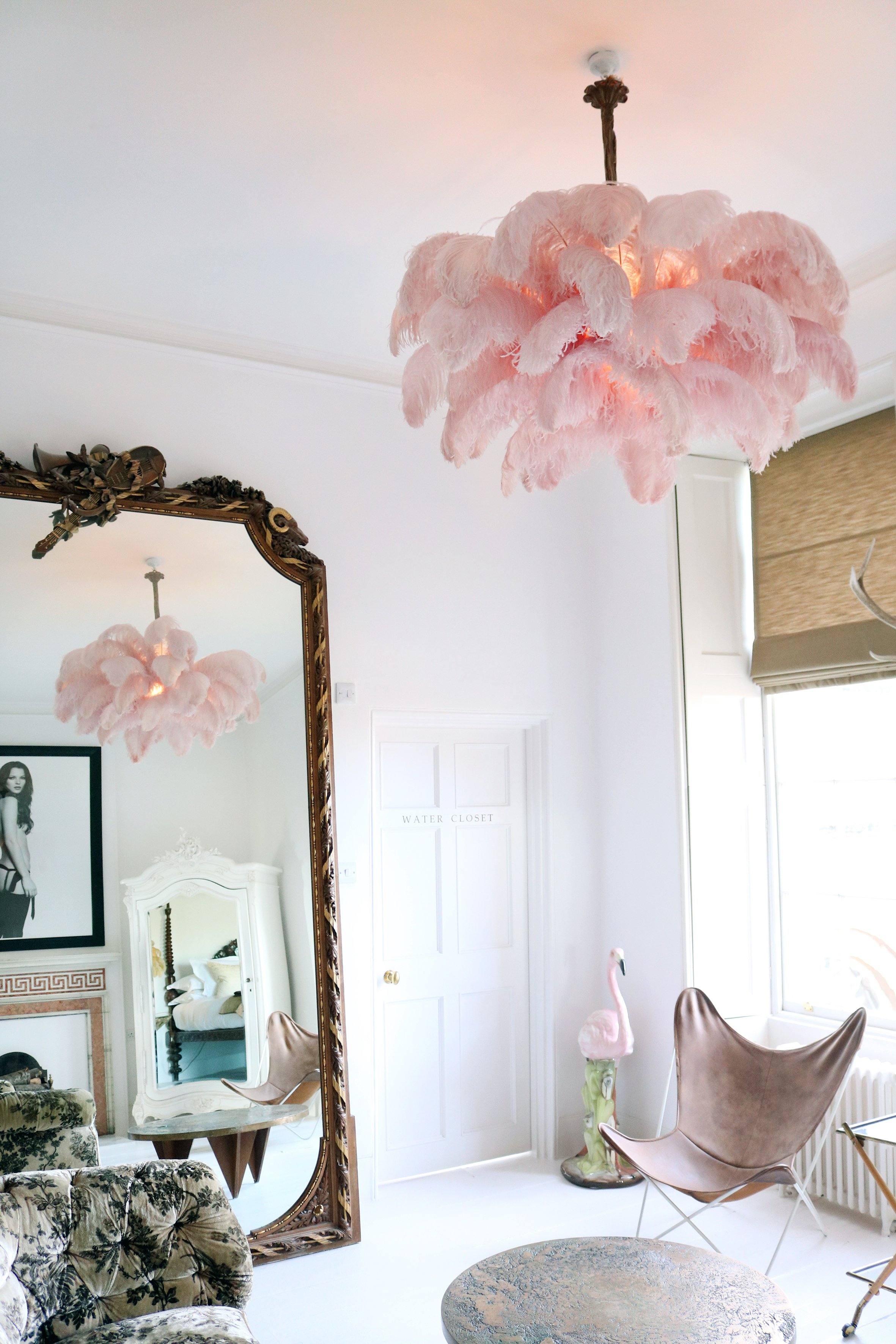 Veren Kroonluchter 56 Handgekleurde Pluimen Messing Fitting Goud Zilver Hollywood Glamour Statement Verlichting | Sansoti