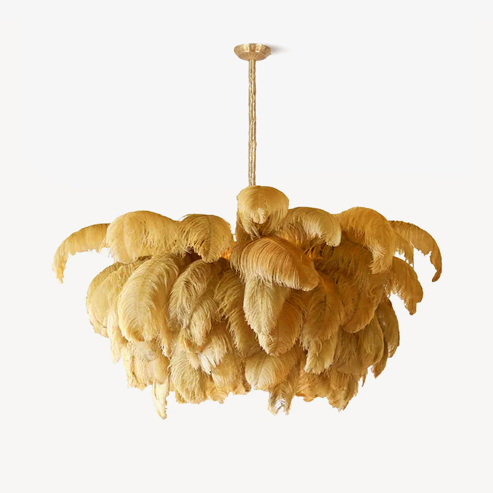 Veren Kroonluchter 56 Handgekleurde Pluimen Messing Fitting Goud Zilver Hollywood Glamour Statement Verlichting | Sansoti