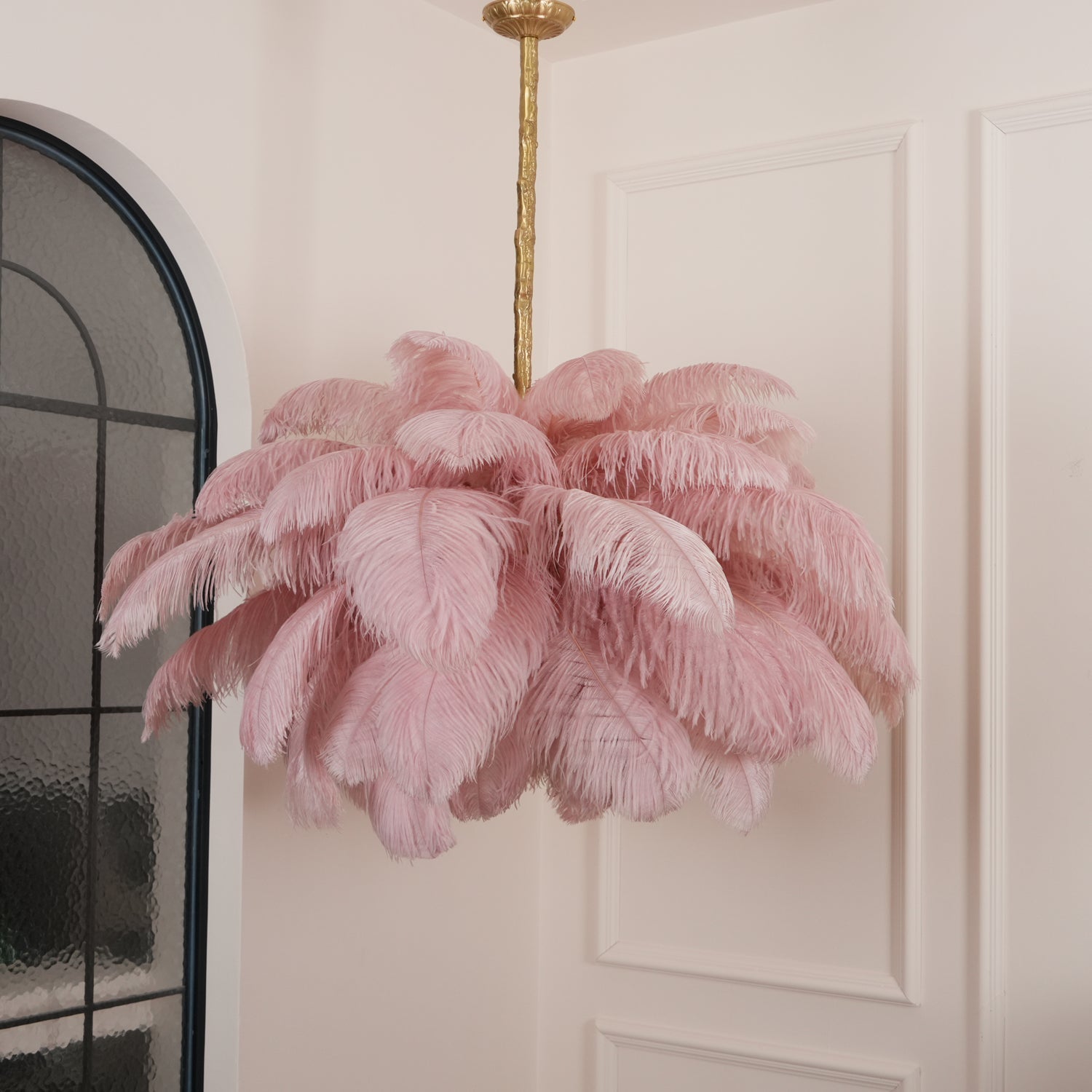 Veren Kroonluchter 56 Handgekleurde Pluimen Messing Fitting Goud Zilver Hollywood Glamour Statement Verlichting | Sansoti