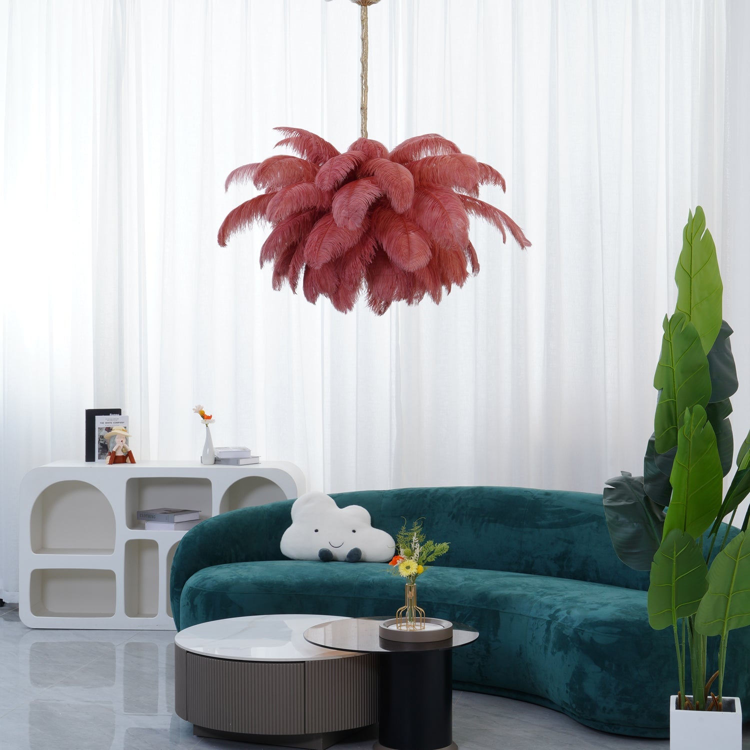 Veren Kroonluchter 56 Handgekleurde Pluimen Messing Fitting Goud Zilver Hollywood Glamour Statement Verlichting | Sansoti