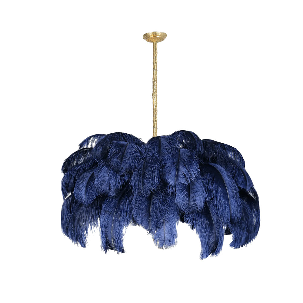 Veren Kroonluchter 56 Handgekleurde Pluimen Messing Fitting Goud Zilver Hollywood Glamour Statement Verlichting | Sansoti