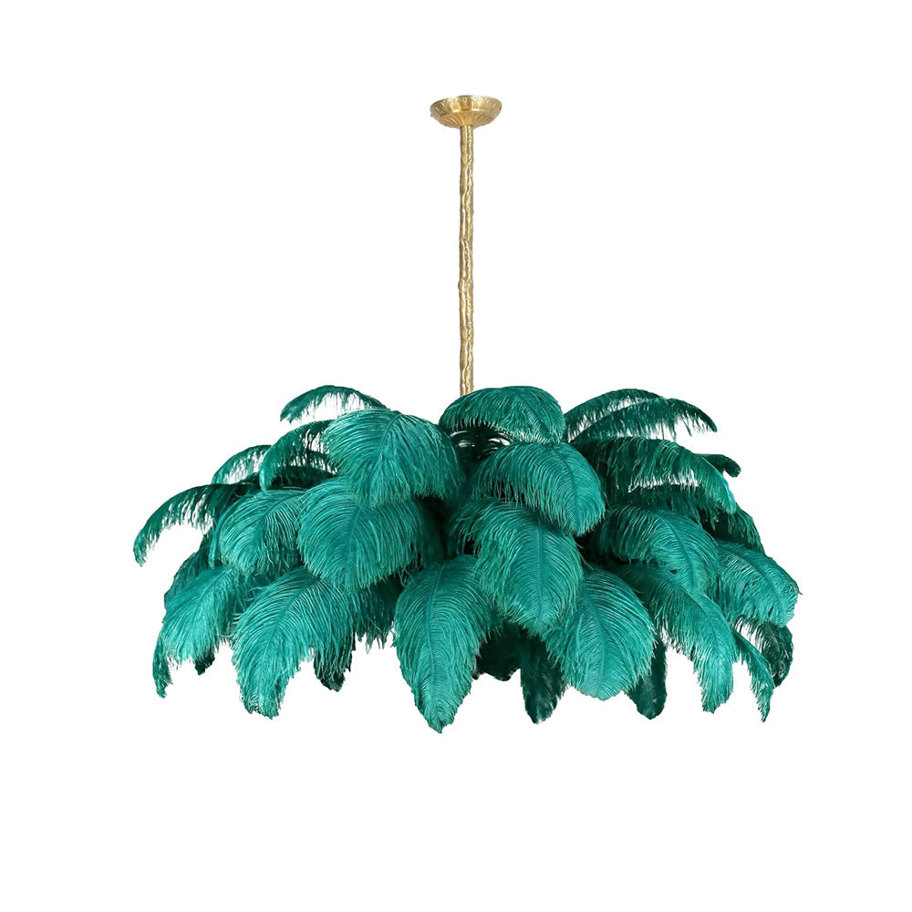 Veren Kroonluchter 56 Handgekleurde Pluimen Messing Fitting Goud Zilver Hollywood Glamour Statement Verlichting | Sansoti