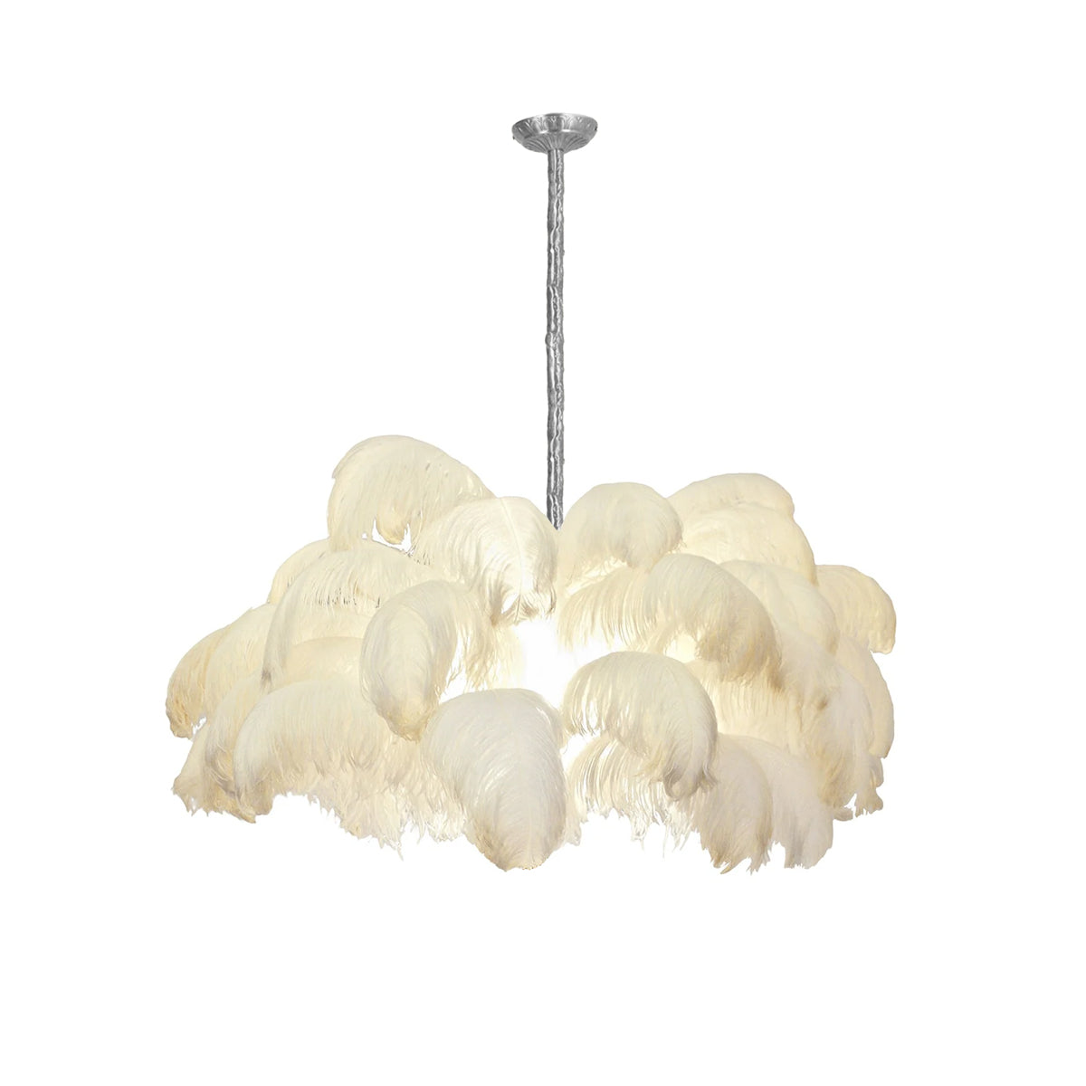 Veren Kroonluchter 56 Handgekleurde Pluimen Messing Fitting Goud Zilver Hollywood Glamour Statement Verlichting | Sansoti