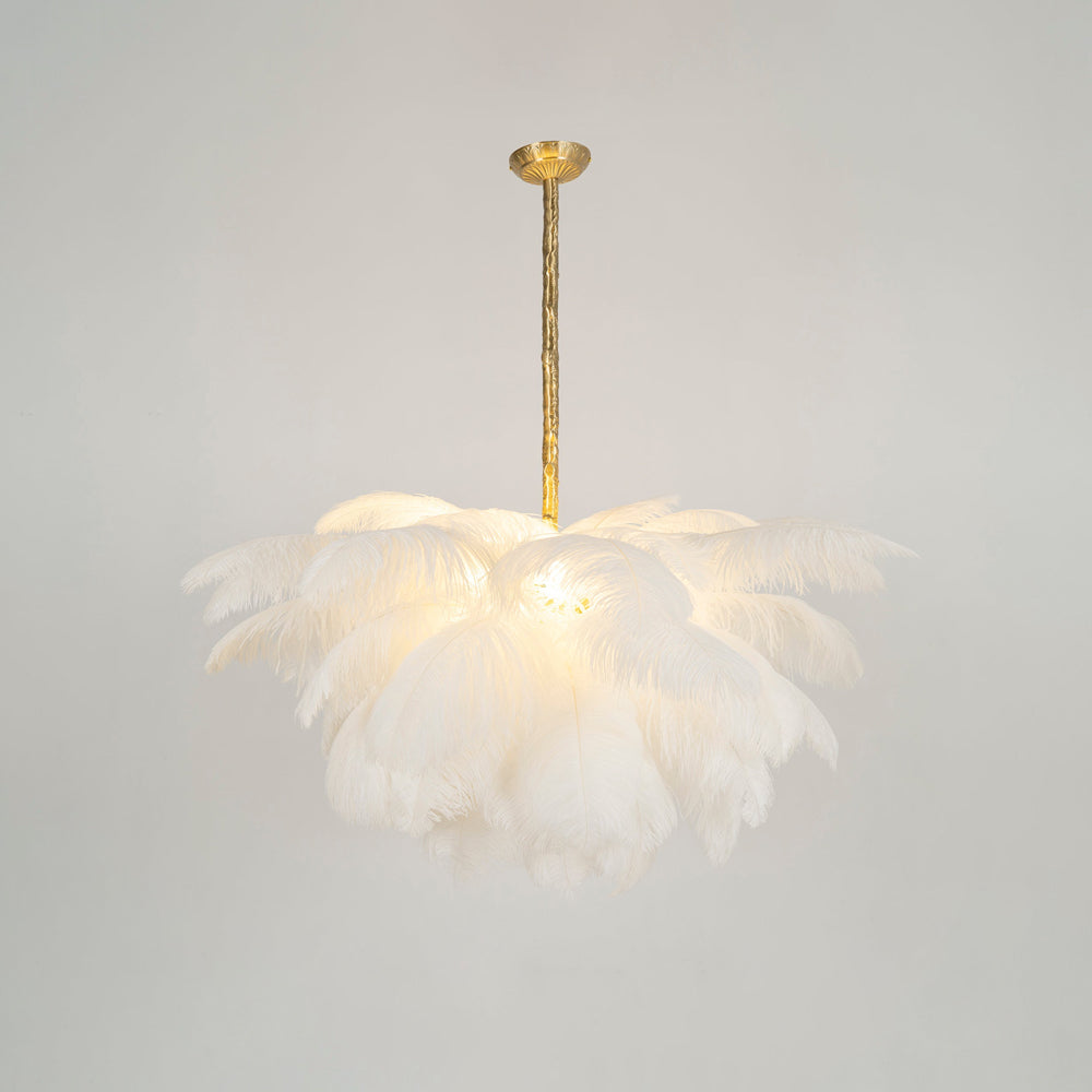Veren Kroonluchter 56 Handgekleurde Pluimen Messing Fitting Goud Zilver Hollywood Glamour Statement Verlichting | Sansoti