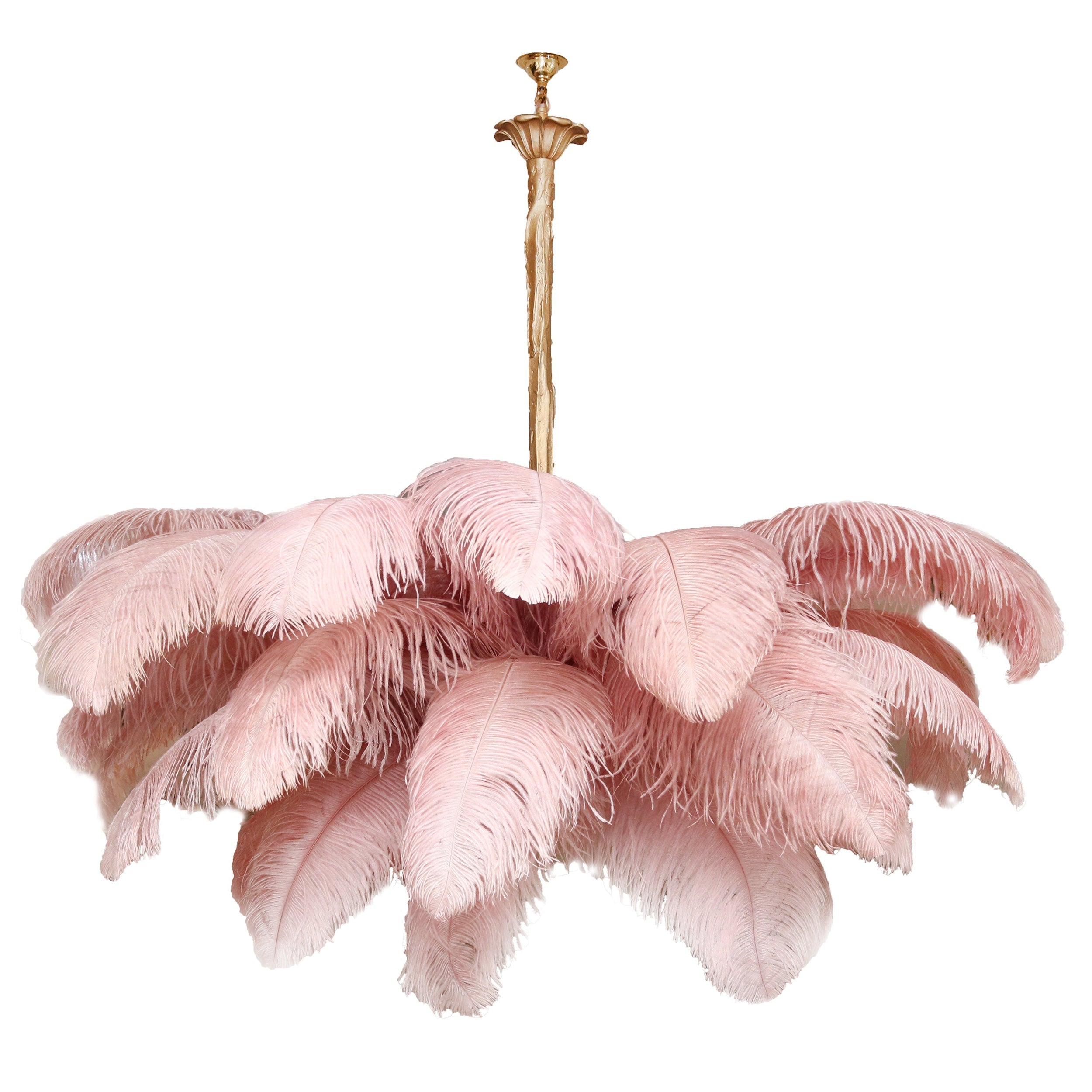 Veren Kroonluchter 56 Handgekleurde Pluimen Messing Fitting Goud Zilver Hollywood Glamour Statement Verlichting | Sansoti
